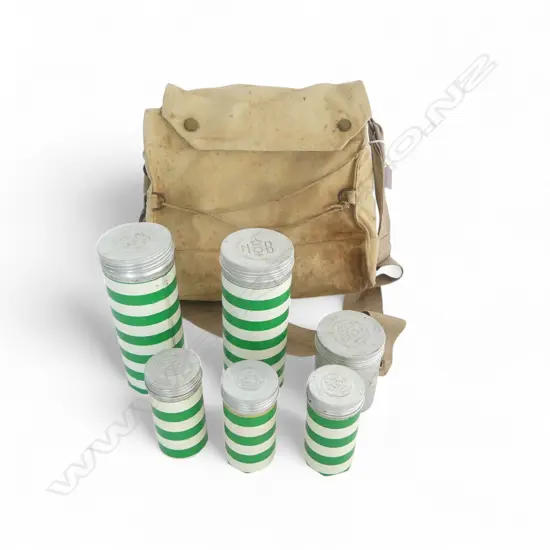 WW2 CANVAS SADDLEBAG H270 W270 WITH ALLUMINIUM BANDAGE TINS ETC