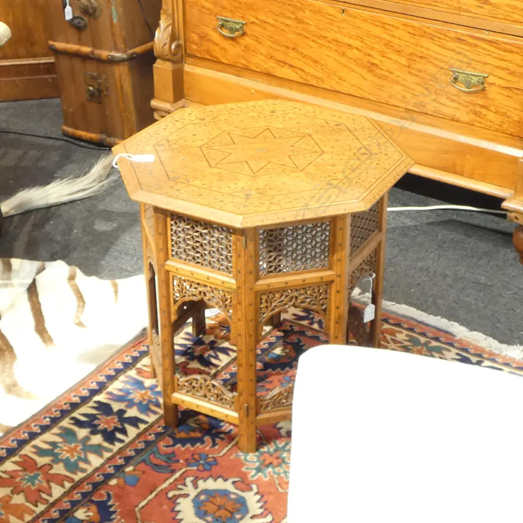 ANGLO INDIAN INLAID OCCASIONAL TABLE, H.520mm (disassembles) Image 1++