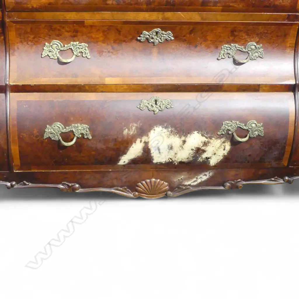 REPRODUCTION DUTCH BOMBE DISPLAY CABINET 1600x370x2060mm 2 PARTS w. KEY / FAULTS Image 1++