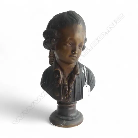 late 20thC BRONZE BUST OF the composer MOZART H.310mm
