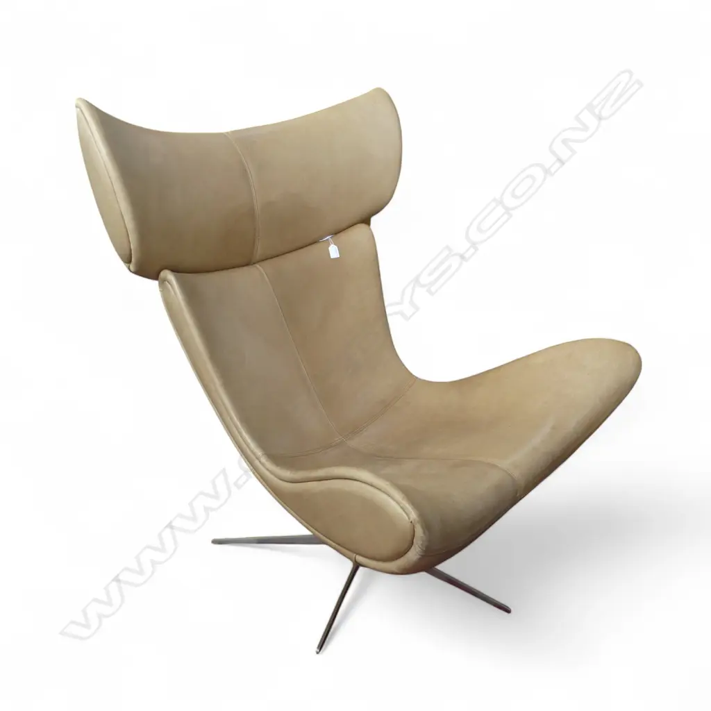 Modern design 'Imola'  LGE TAN LEATHER SWIVEL ARMCHAIR attrib. to Henrik Pedersen. some marks Image 1++