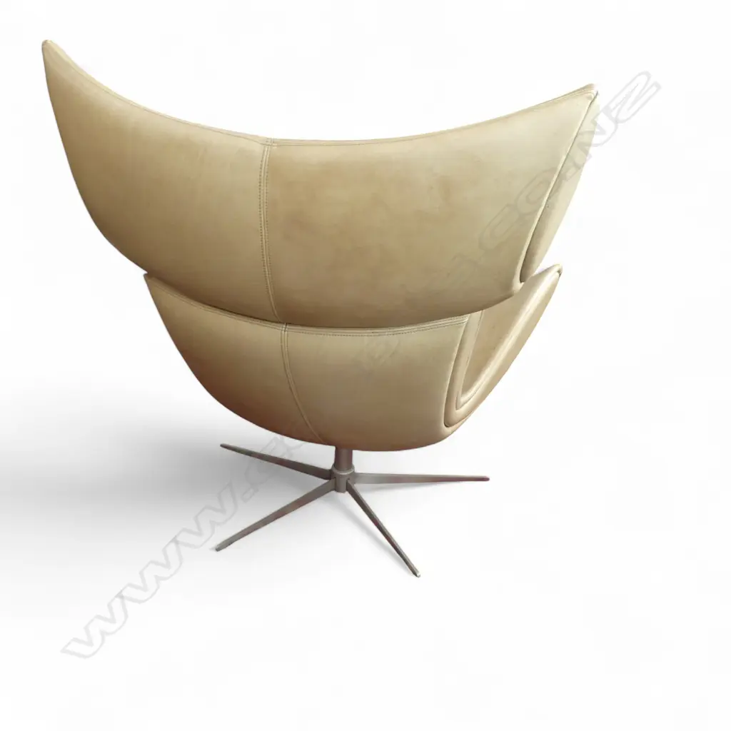 Modern design 'Imola'  LGE TAN LEATHER SWIVEL ARMCHAIR attrib. to Henrik Pedersen. some marks Image 1++