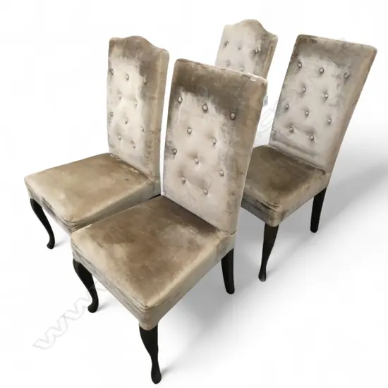 4 BUTTON BACK VELVET DINING CHAIRS