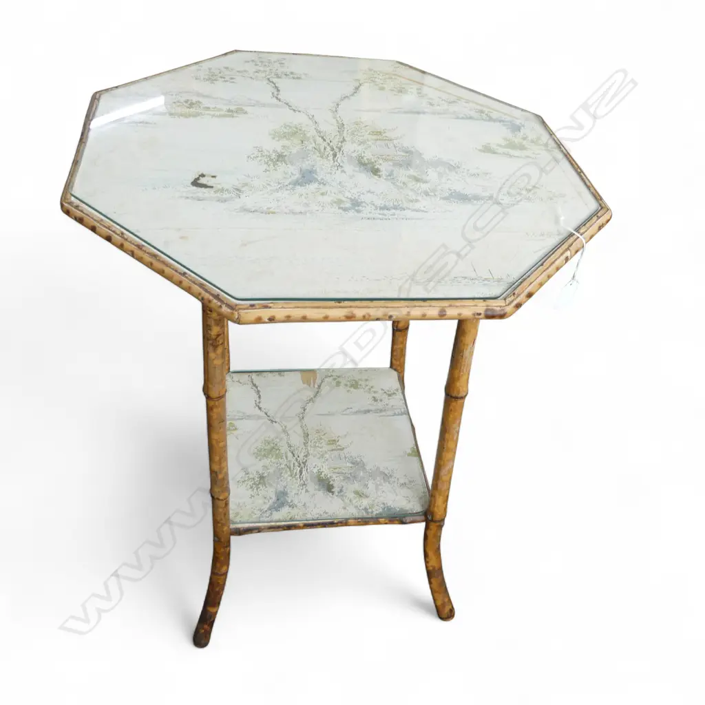 VINTAGE MOTTLED BAMBOO HALL TABLE 565x740mm Image 1++