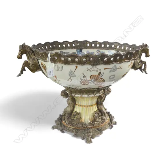 A SUBSTANTIAL WONG LEE CENTERPIECE DECORATED WITH AN EQUESTRIAN THEME 425mm (H)