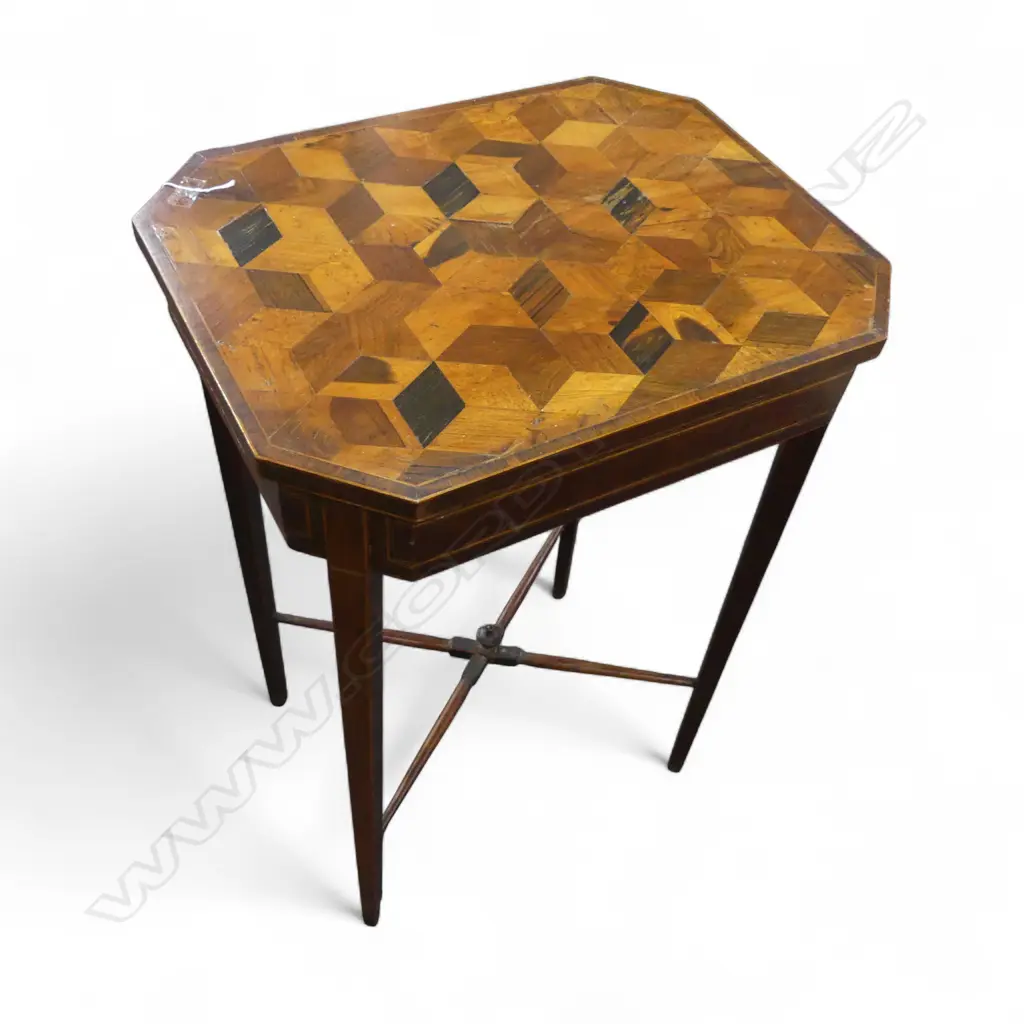 ANTIQUE INLAID SEWING TABLE 505x400x740mm Image 1++