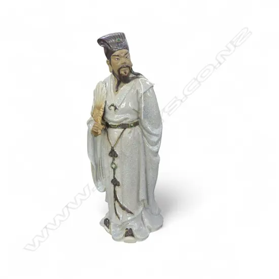A CHINESE SHIWAN CLAY POTTERY FIGURE OF ZHUGE LIANG 570 mm (H)
