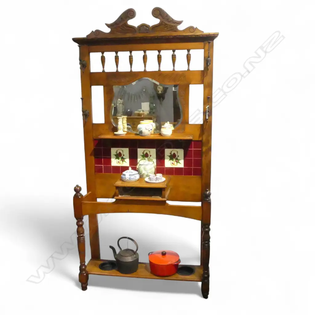 EDWARDIAN HALL STAND 1140 x 340 x 2260mm (glove drawer to be delivered imminently) Image 1++