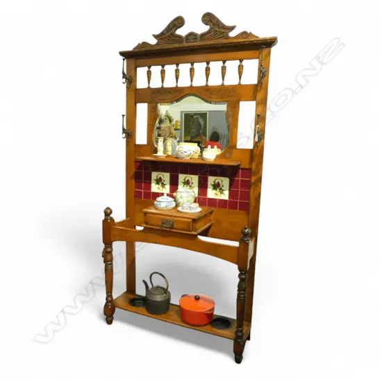 EDWARDIAN HALL STAND 1140 x 340 x 2260mm