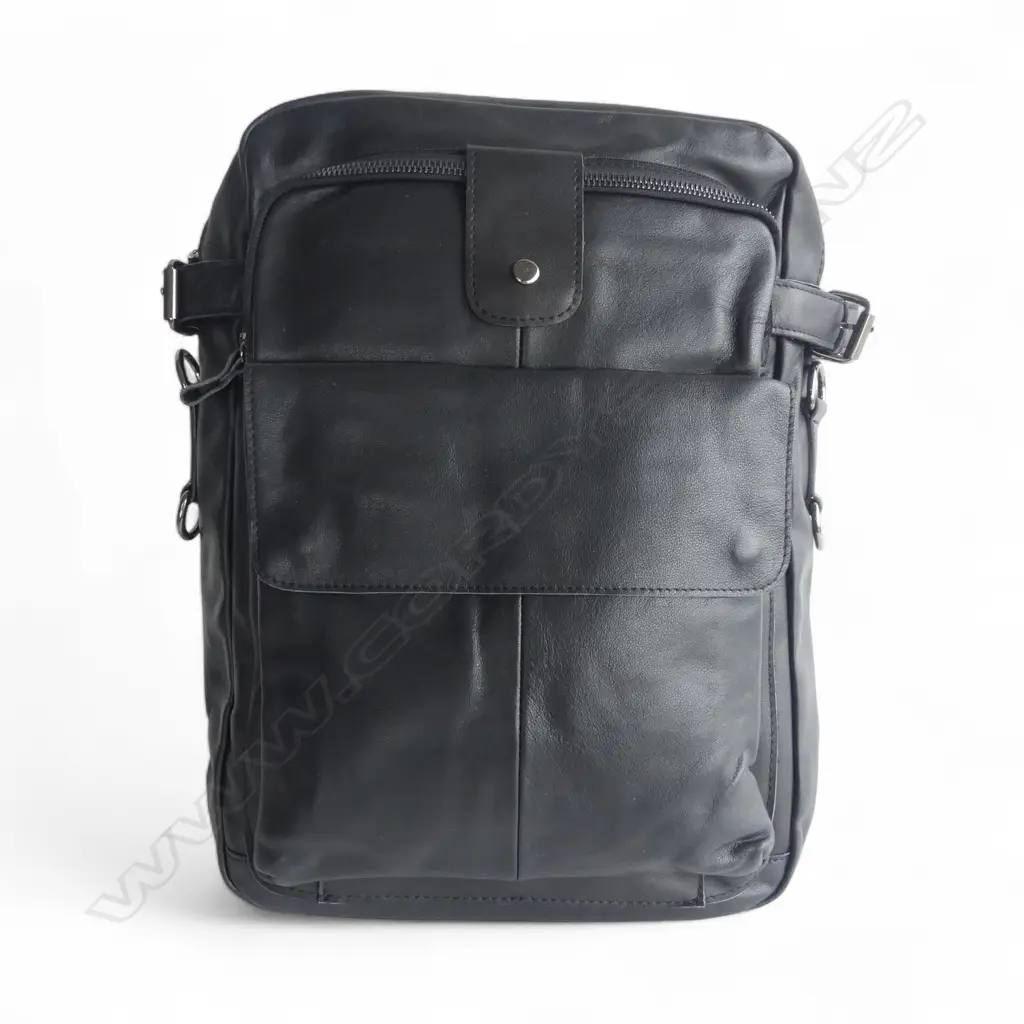 BLACK LEATHER BACKPACK H.390mm Image 1++