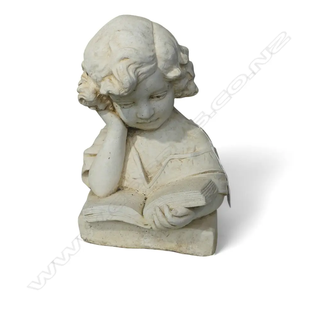 CONCRETE GARDEN BUST; GIRL READING H.300mm Image 1++