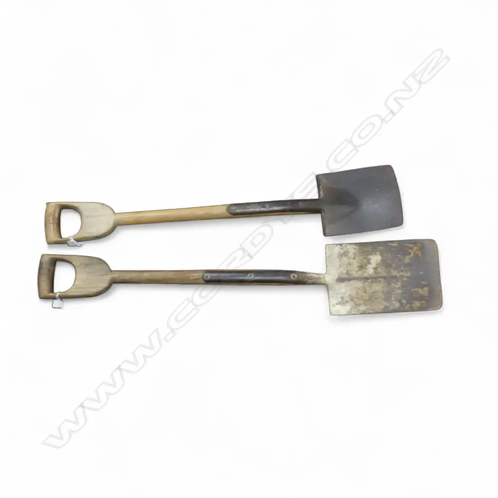 TWO VINTAGE SPADES, ONE ESSANCO BRAND, old borer sign in one handle Image 1++