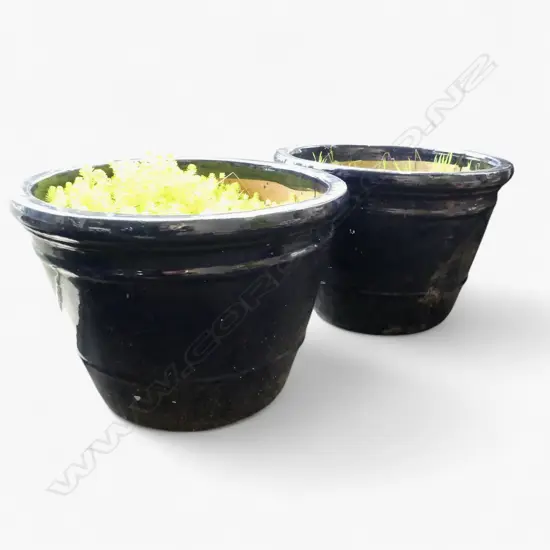 PR LG BLUE GLAZED GARDEN POTS H.380mm, 530mm dia
