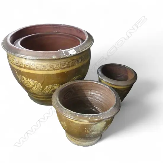 4 DRAGON GARDEN POTS LARGEST H.400mm, 520mm