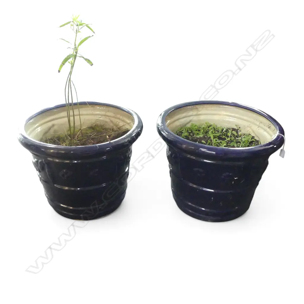 PR LG BLUE GLAZED PLANTER POTS H.400mm, 530mm dia Image 1++