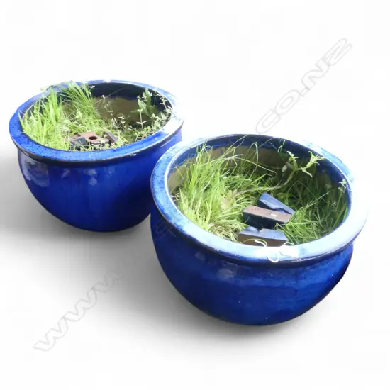 PR LG BLUE GLAZED GARDEN POTS H.325mm, 510mm dia