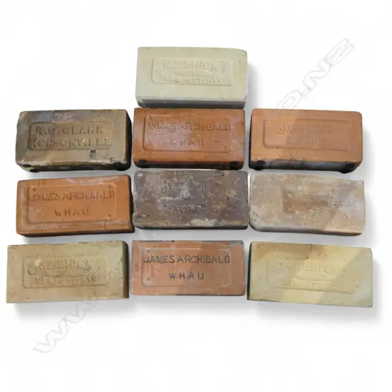 10 ASST. N.Z. BRICKS INCLUDES R.O. CLARK HOBSONVILLE/J GRANGER & SONS/CARDER BROS. PONSONBY