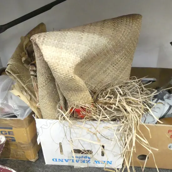 ASST. PACIFIC ISLAND WOVEN FLAX PIECES, TAPA CLOTH