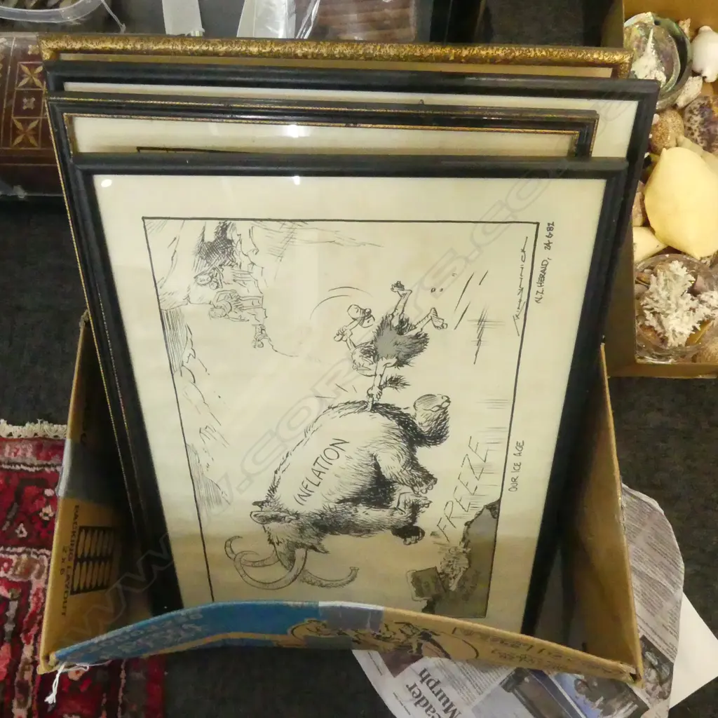 ASST. FRAMED ORIGINAL COMICS; MINHINNICK ETC Image 1++