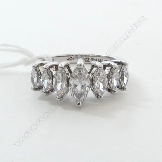 STERLING SILVER CZ MARQUISE DRESS RING SIZE L 1/2 4GMS