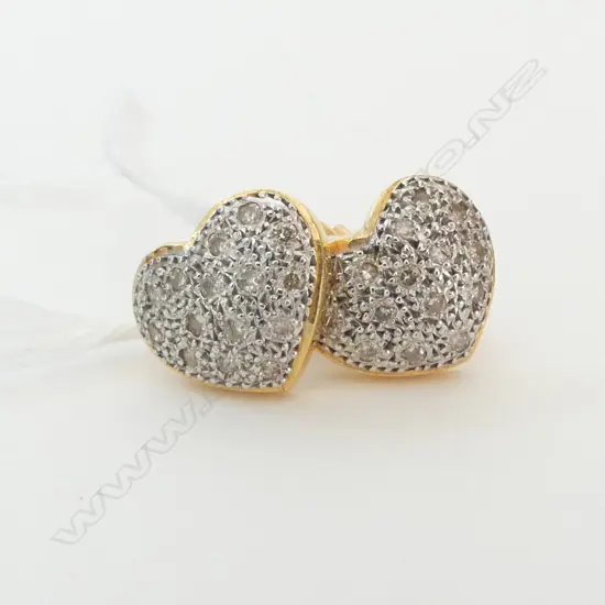 14ct GOLD AND DIAMOND HEART EARRINGS 4.68gms