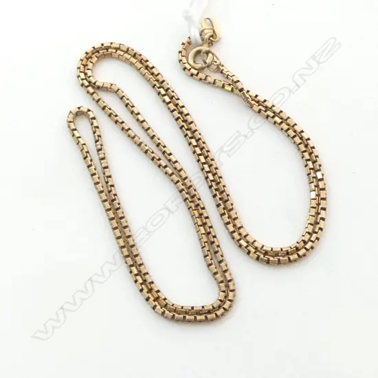 9ct YELLOW GOLD FINE BOX LINK NECK CHAIN L.450mm 5gms