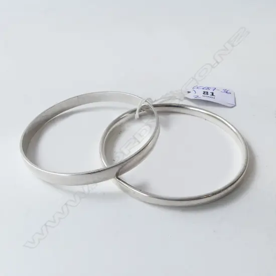 2 SOLID SILVER HEAVY BANGLES 59gms