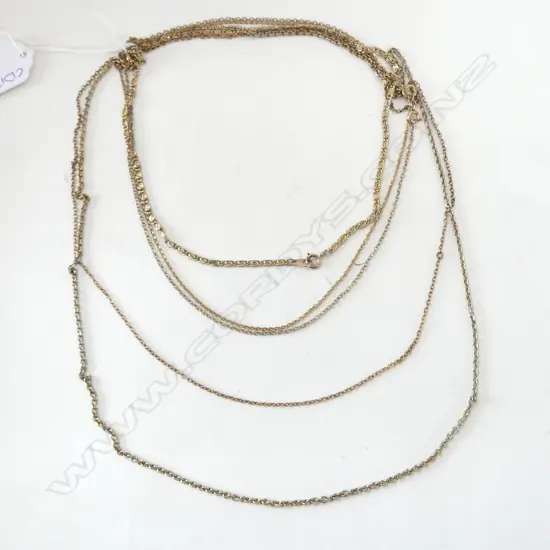 5 GOLD PLATED NECKLACES 