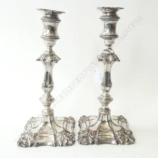 PR OLD SHEFFIELD PLATE CANDLESTICKS H.295mm 1 FAULTED