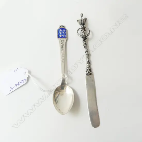 SILVER CONTINENTAL LETTER OPENER L.145mm 16gms & DANISH 'KOBENHAVN' SILVER SPOON 14gms