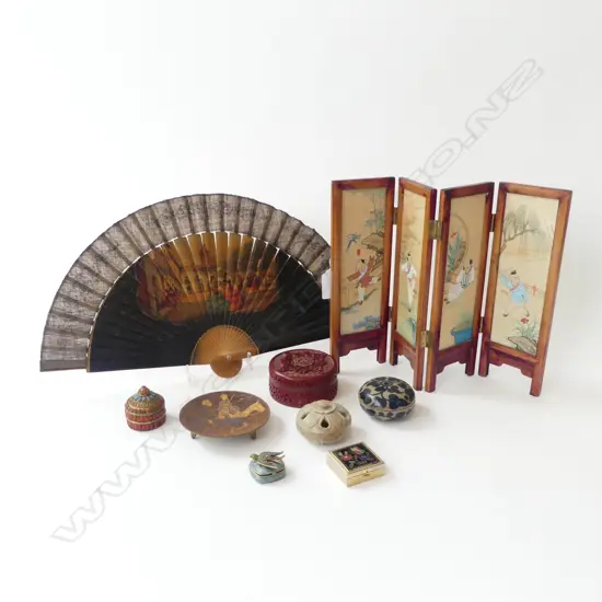 ASST ORIENTAL Incl. CINNABAR, ENAMEL, FAN, etc (9)