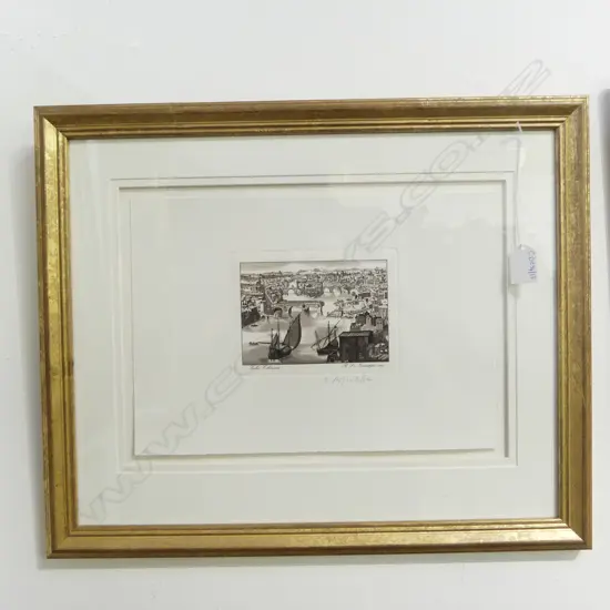 JOHANN GEORG GREFFE 1632-1703 'ISOLA TIBERINA' ETCHING 260x360mm