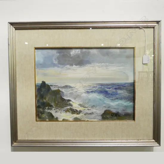 SIGNED SEASCAPE, ACRYLIC ON BOARD, 290x390mm