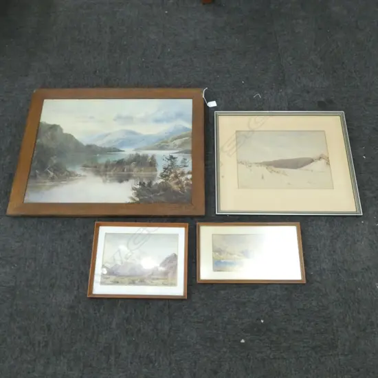 4 LANDSCAPE ARTWORKS; 'LOCH KATRINE' OIL 440x595mm, N. WELCH WC, MT COOK, LAKE WC