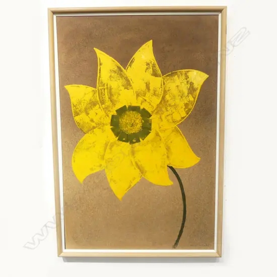 WENDY HAMILTON GATES, YELLOW FLOWER, OIL ON BOARD 845x560mm
