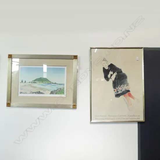 DAVID HOCKNEY EXHIBITION POSTER 870x620mm & RAY McNEIL 'SURFS COMING UP AT THE MOUNT', PRIND Ed. 13/60