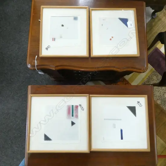 SET FOUR PENCIL & CRAYON ABSTRACTS, INITIALLED MLB '78, 160 x 150mm (some foxing)