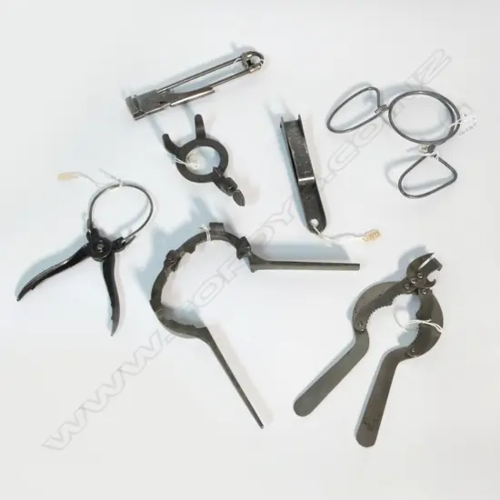 7 ASST OLD METAL JAR OPENERS; VARIOUS MAKERS AND PATENTS, LARGEST L.200mm