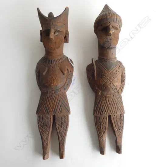 PR VINTAGE INDONESIAN CARVED WOODEN FIGURES, H.430mm