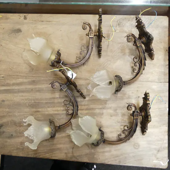 4 VINTAGE BRONZE SCONCES W.310mm