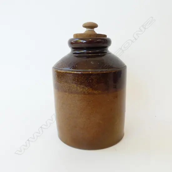 SMALL LIDDED CROCK JAR 'TADDY & Co' H.240mm