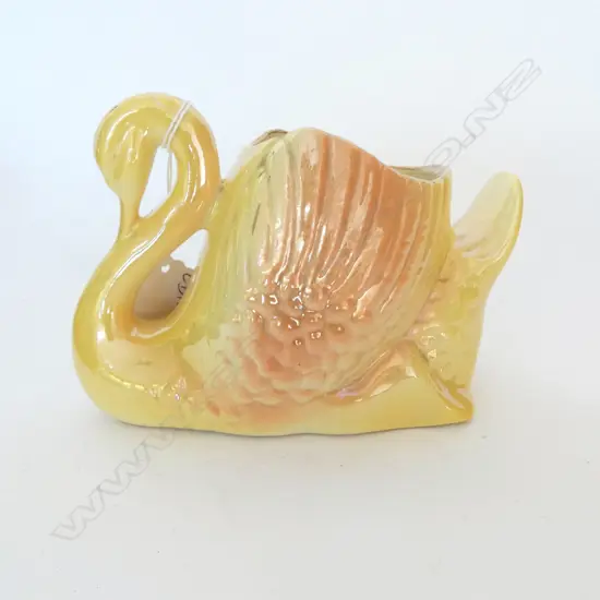YELLOW LUSTRE SWAN VASE Australian 1946-60 Pates Potteries Pty Ltd Sydney. L.150mm. Maker's mark to base    .