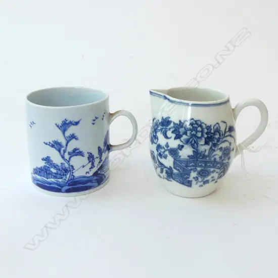 WORCESTER CREAM JUG DR WALL PERIOD H.70mm + LIVERPOOL MUG H.65mm