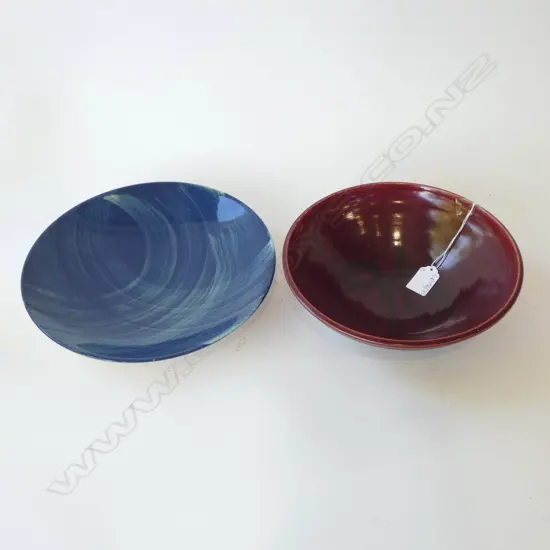 OLIVE JONES RED BOWL 235mm dia AF + POOLE DISHES 270mm dia