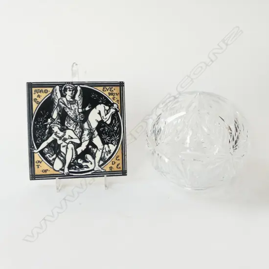 CRYSTAL ORB LAMP SHADE + MINTONS ADAM & EVE TILE 155x155mm