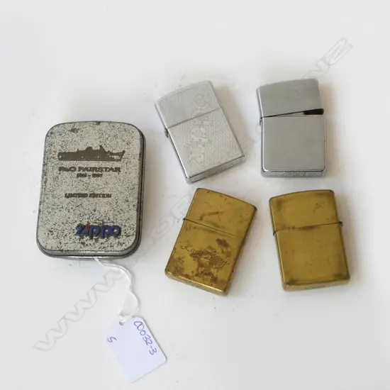 5 ZIPPO LIGHTERS IncL. CASED 'P&O FAIRSTAFF 1964-97' ZIPPO