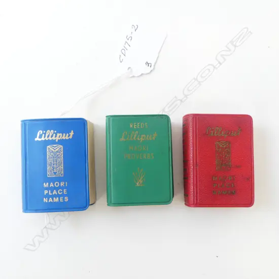 THREE VINTAGE REED'S LILLIPUT MINIATURE BOOKS; 2 x MAORI PLACE NAMES & MAORI PROVERBS, L.50mm