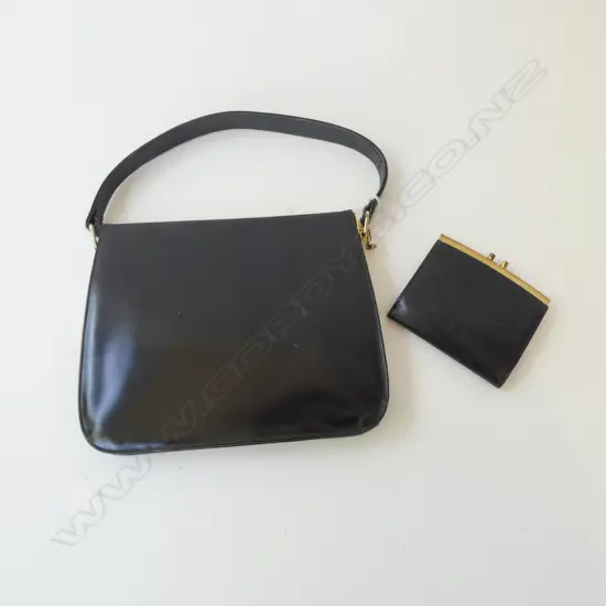LEATHER PURSE w. MATCHING LEATHER WALLET (HINGE FITTING)