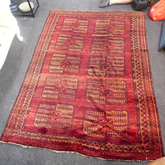 HAND KNOTTED ALL WOOL TURKMAN RUG 2580x1840mm