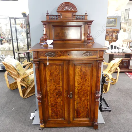 TALL WALNUT & MAHOGANY CHIFFONIER 1000x520x1870mm (NEEDS REPAIR)